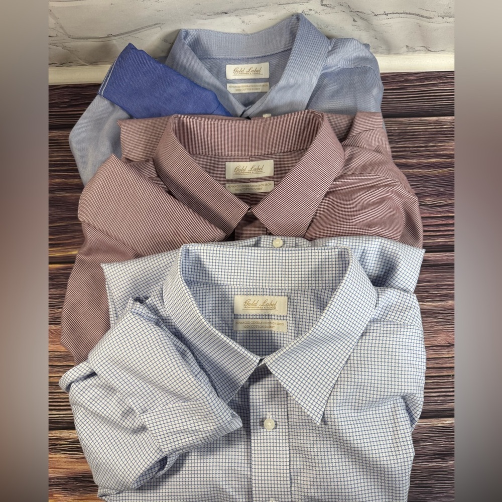 Roundtree & Yorke Gold Label Dress Shirts x3 | 19 36/37 Tall | Pink Pinpoint EUC